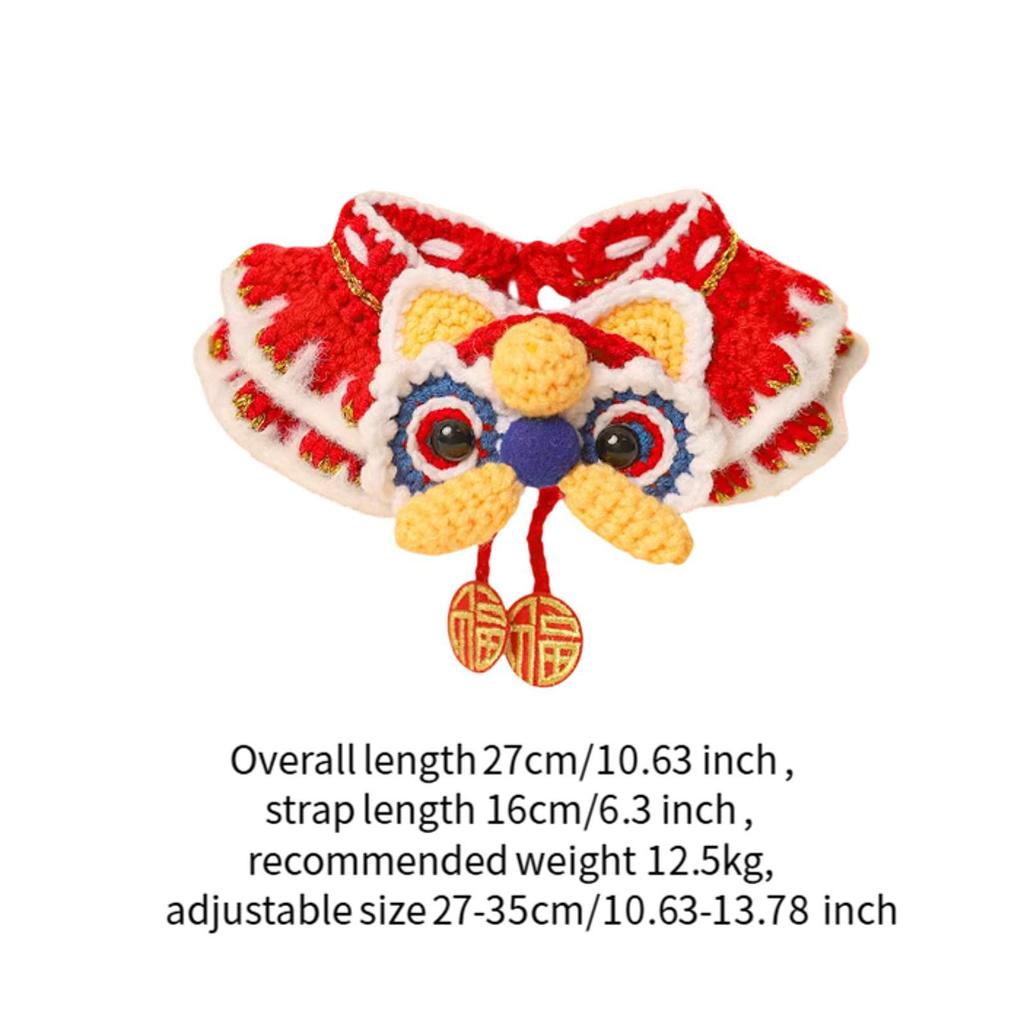 Knitted Cat Collar Pet Dog Collar Adjustable Holiday Decorative Chinese New Year for Puppy Dog Kitten Cats Photography Props