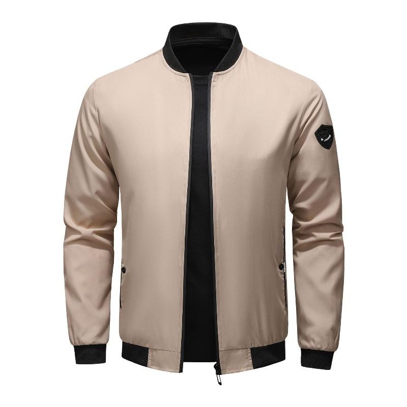 Spring and Autumn Casual Jacket Men's Casual Solid Color Jacket Lightweight Breathable Large Size Baseball Uniform Jacket