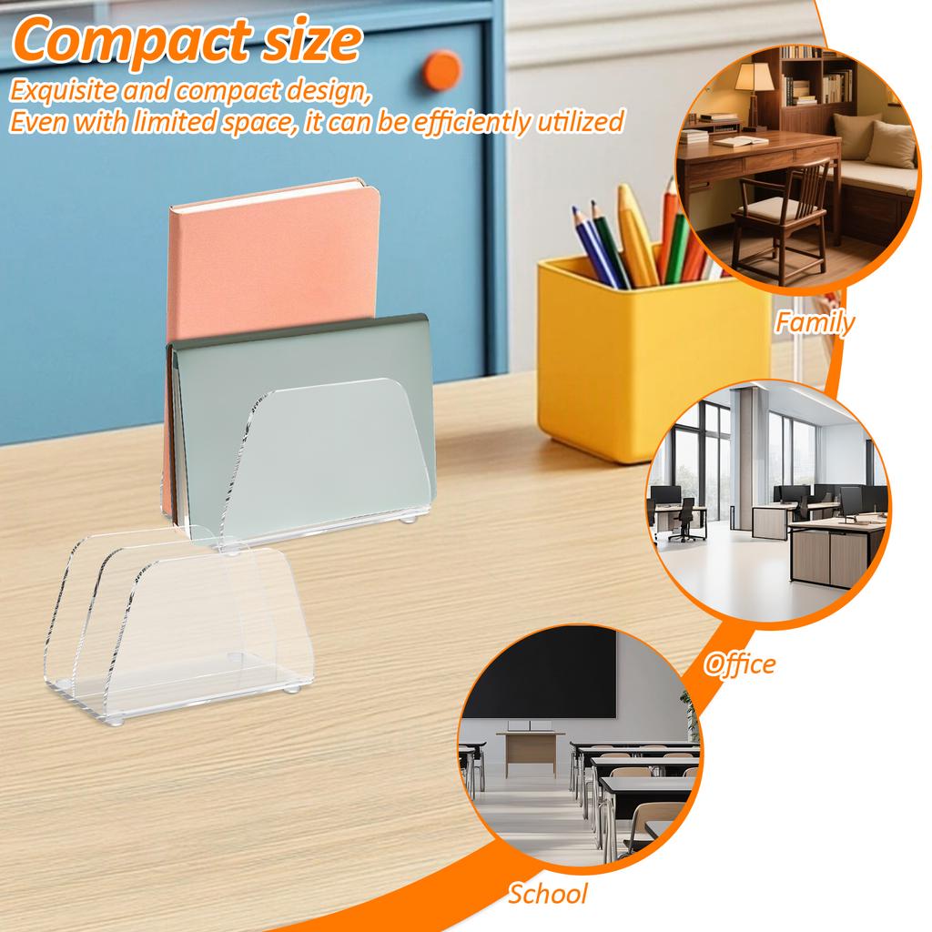 2Pcs Acrylic Mail Sorter Transparent Desktop File Organizer with 2 Compartments Desktop File Organizer for Office Home School