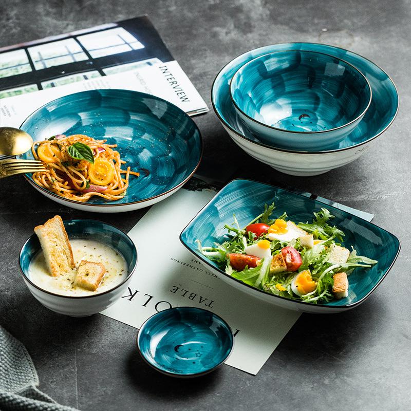 Underglaze Ceramic Bowl for Soup, Noodles, Salad, and More - Japanese Tableware Set of 4 Small Dishes