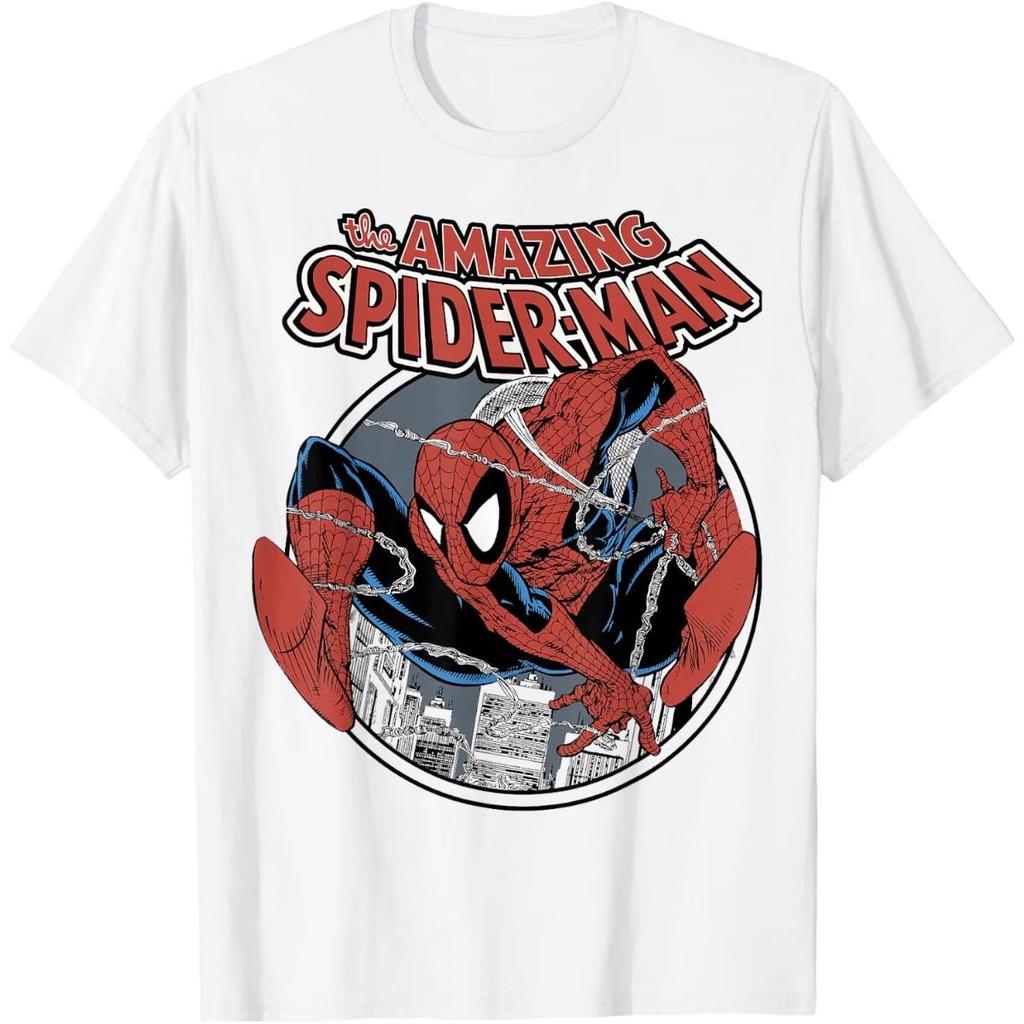 Classic Movie Character Superhero The Amazing Spider-Man Manga Graphic Print T-shirt Men Women Oversized O-neck Cotton Top Streetwear Fashion Tee