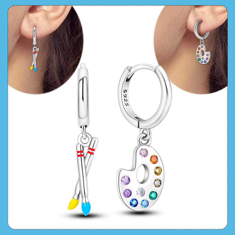 Heißer Verkauf 925 Sterlingsilber Kupfer Herz Ohrringe Passen Original Charms Creolen Für Frauen Mädchen Stecker Ohrring Feine Zirkonia Geschenke