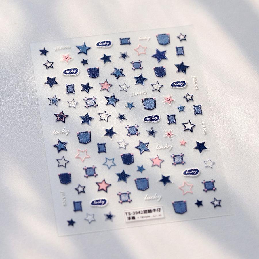 1pcs New 5D Bronzing Punk Moon Nail Art Charms Gothic Star Adhesive Slider Press on Nail Decoration Decals Accessories DIY