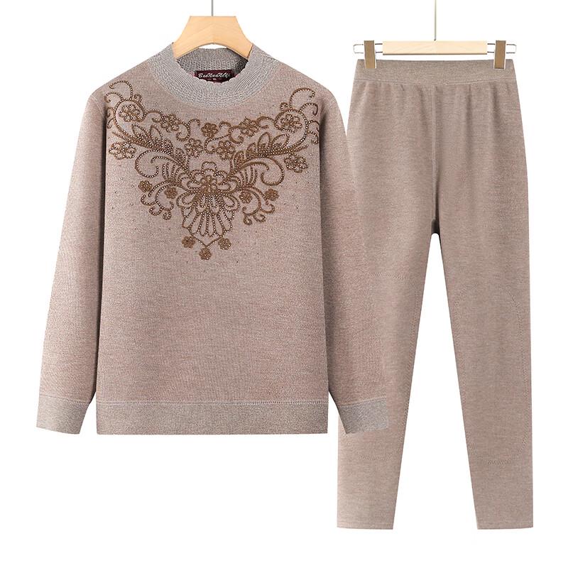 Elderly Women's Plush Thermal Underwear Set