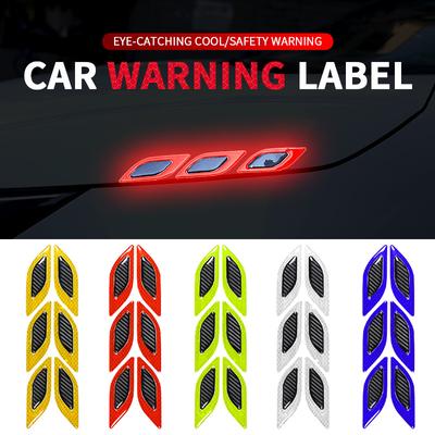 6Pcs/Set Car Reflective Strips Carbon Fiber Car Sticker Truck Auto Motorcycle Anti-Scratch Safety Warning Sticker 5 Colors