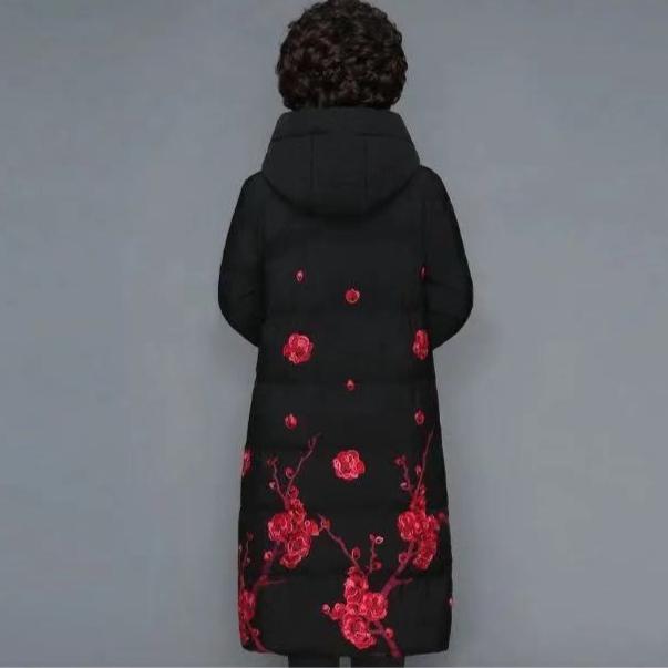Winter Women's Printed Padded Coat Plus-size Hooded Long Padded Coat