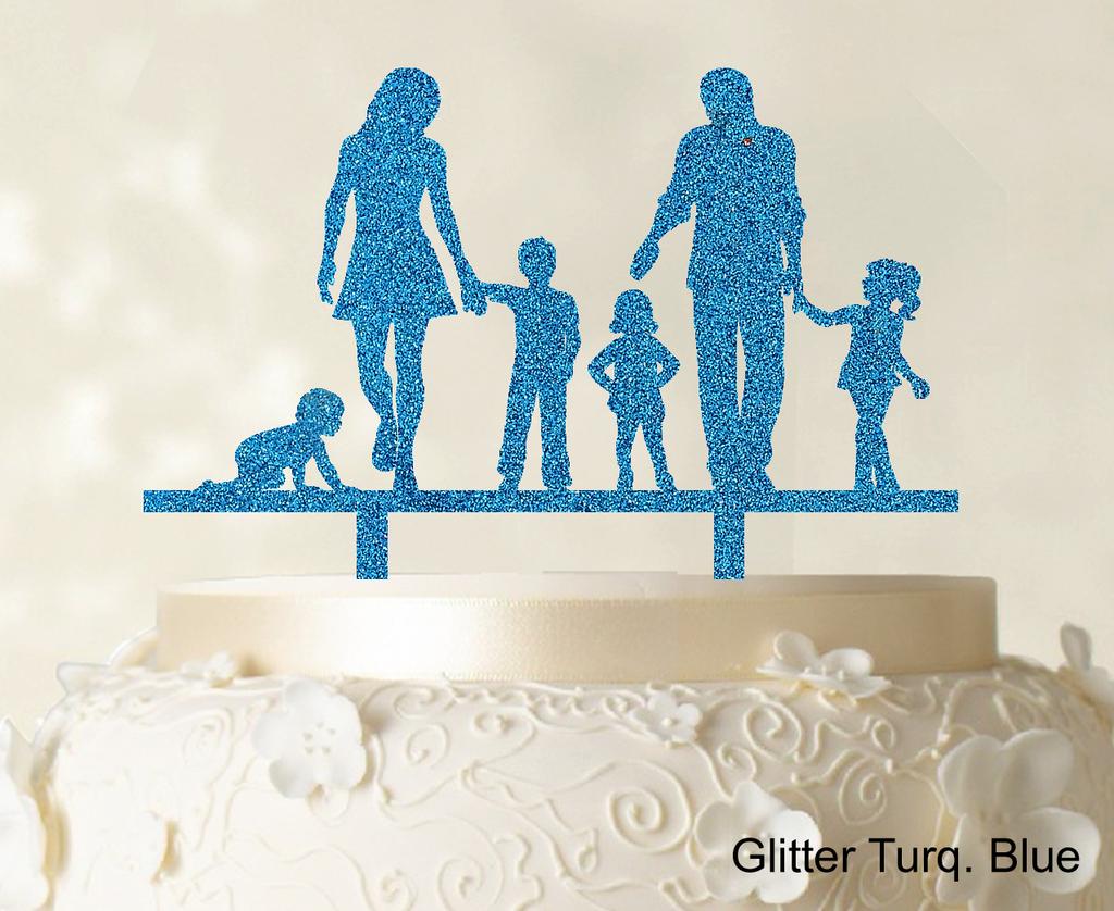 Personlig familiekaketopper Egendefinert silhuett Bryllupskake Topper Kakedekorasjoner Tilgjengelig 6"-7" tommer