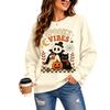 Women's fashionable casual long-sleeved Halloween printed round-neck top