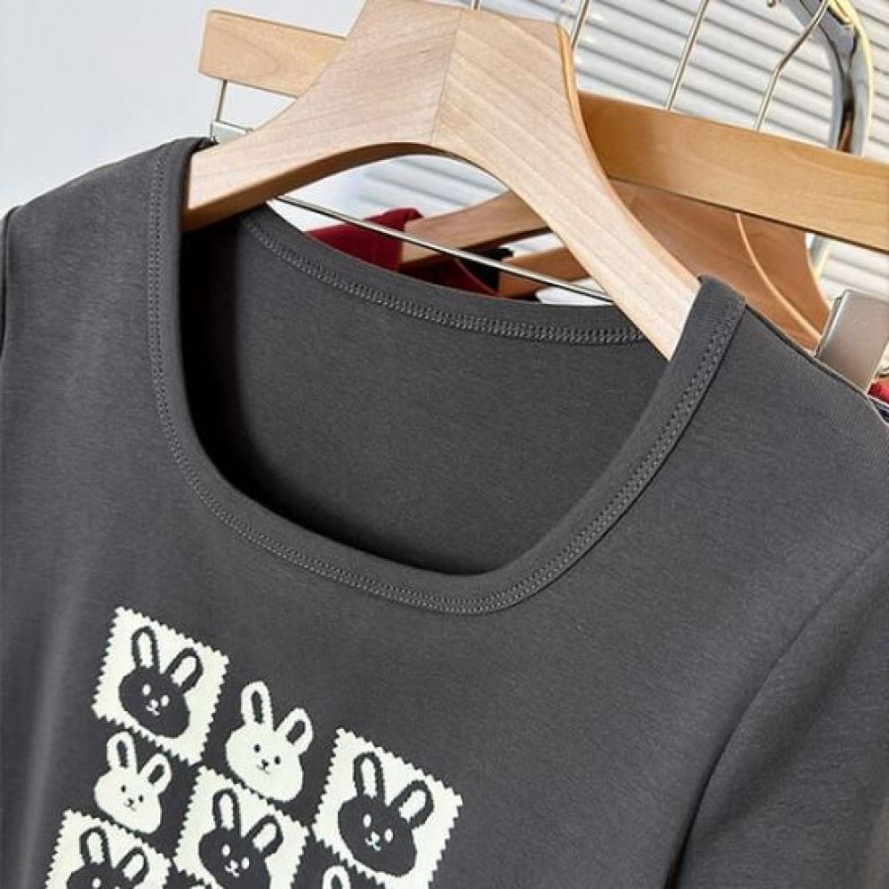Navava RabbiT PrinT Round Neck ShorT Sleeve T shirT nT2344