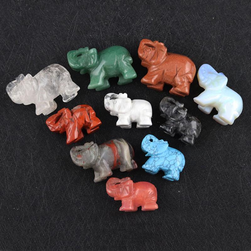 Carved Elephant Hand Natural Gemstone Jasper Turquoise Malachite Crystal Quartz