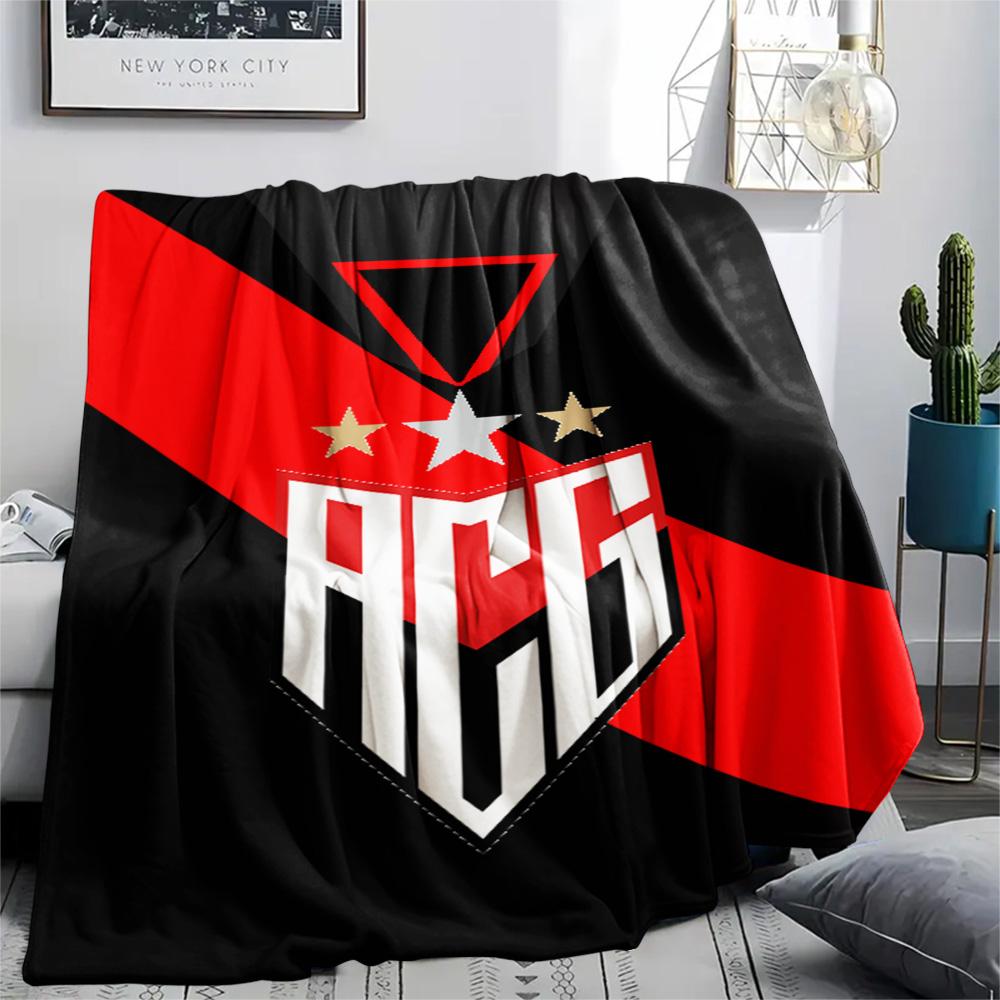 1Pc Atlético Goianiense Print Flannel Blanket High Quality Warm Comfortable Cover for All Seasons Perfect for Gifts Home Decor