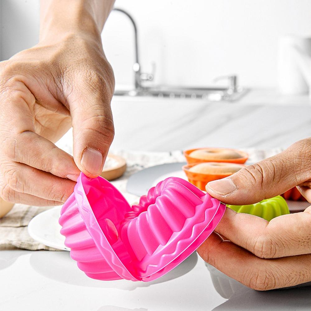 6Pcs Silicone Cake Molds Muffin Cake Cups Egg Tart Cupcake Dessert Baking Mold Bakeware Tools Color Random