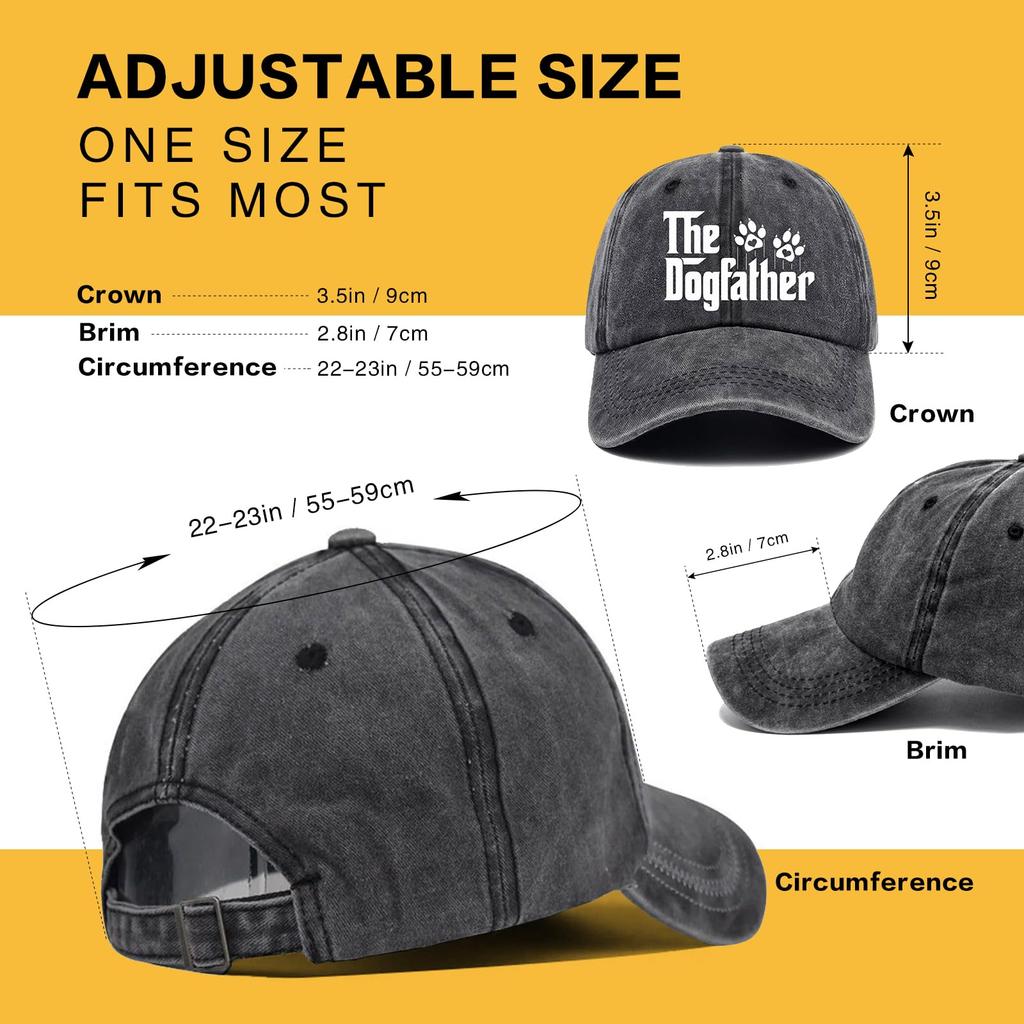 Der Hundepate Lustige Hüte Hundepapa Baseballkappe Hundeliebhaber Hut Geschenke für Unisex, Verstellbare Baseballkappe für Unisex Schwarz