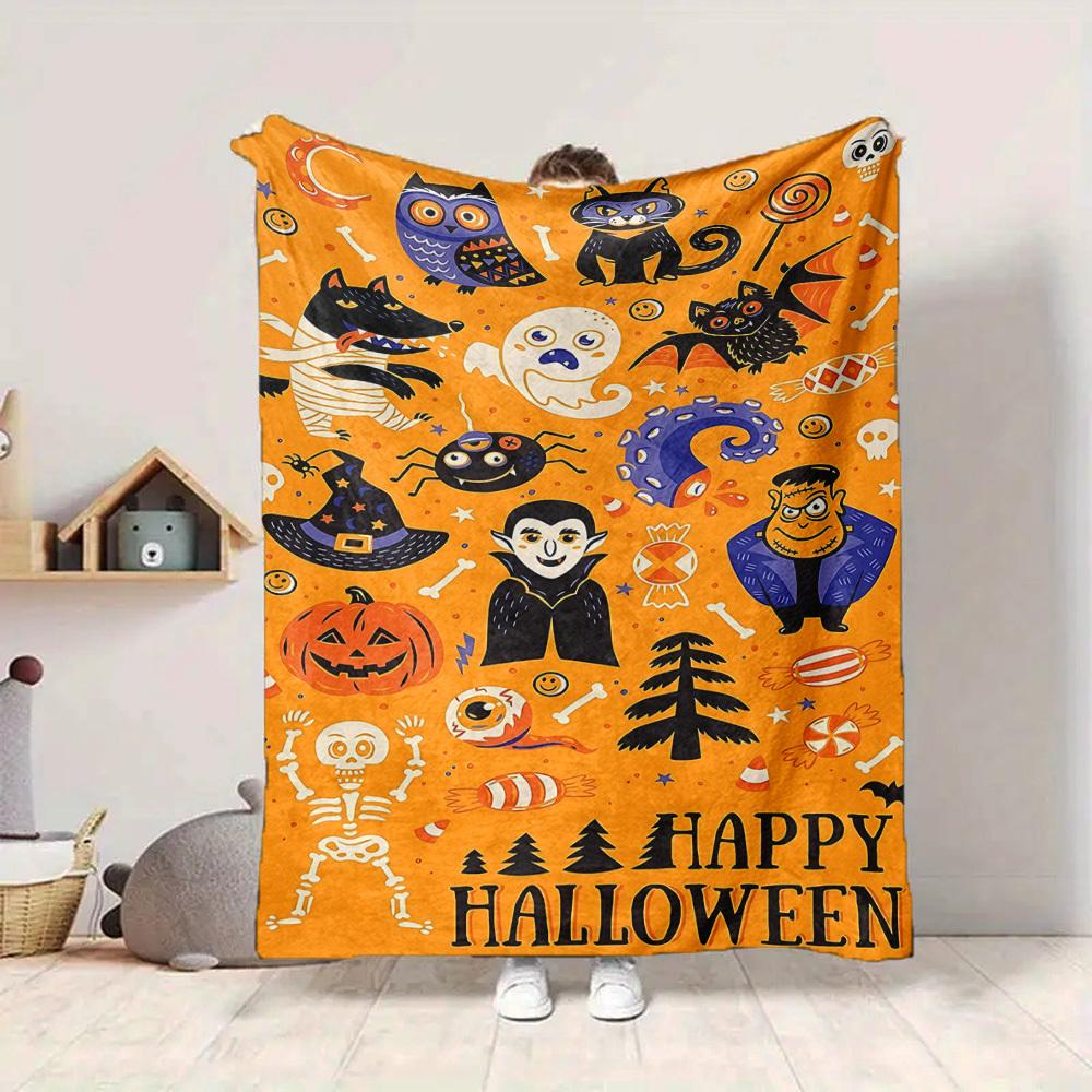 

1pc Halloween Party Blanket, Lightweight Flannel Throw Blanket For Sofa, Bed, Travel, Camping, Living Room, Office226 130cmx150cm