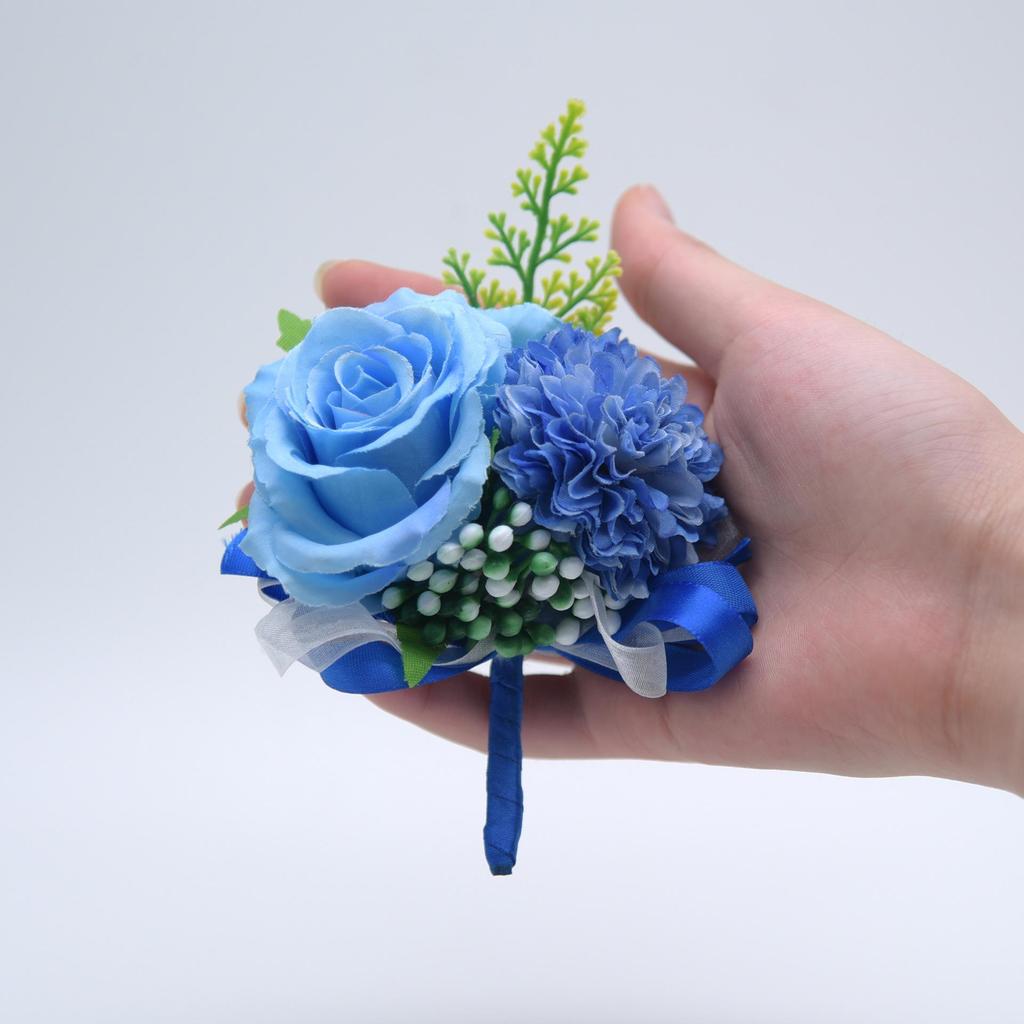 Silk Flower Wedding Boutonniere for Groom & Bride - Handmade Artificial Decoration