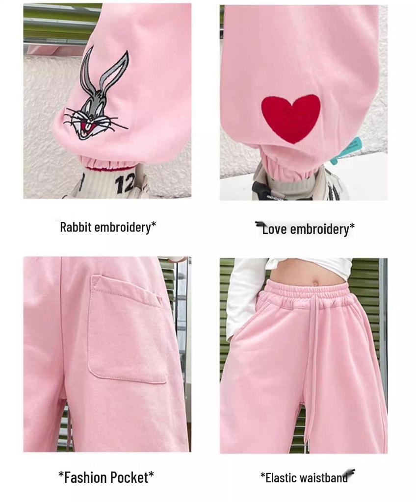 Girls' Cartoon Elastic Ankle Sweatpants - Spring/Autumn 2025 Collection