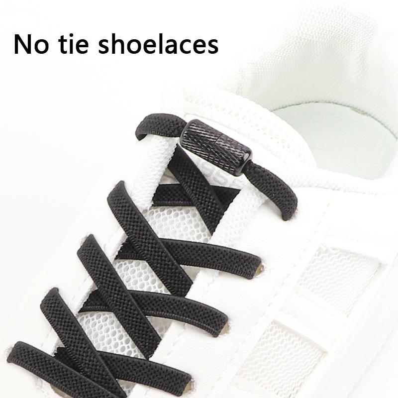 No Tie Shoelaces Metal Lock Flat Elastic Shoe Laces Sneakers Kids Adult Shoelace Flower Noodle Capsule Buckle Shoes Accessories