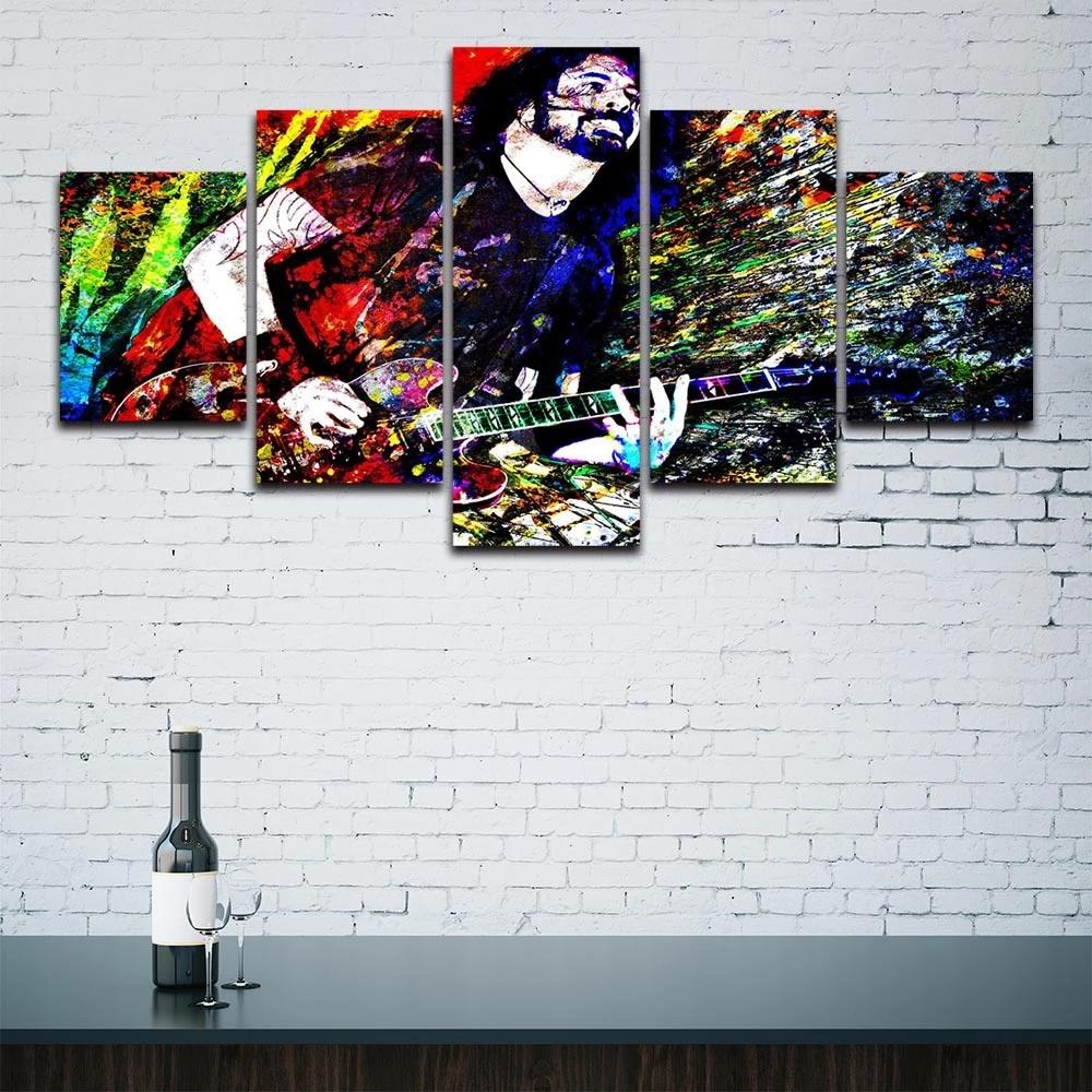 Art Mural Photos Modulaires 5 Pièces Affiches de Chanteur Colorées Abstraites Peintures sur Toile Décoration Intérieure Moderne pour Salon Sans Cadre Impressions HD