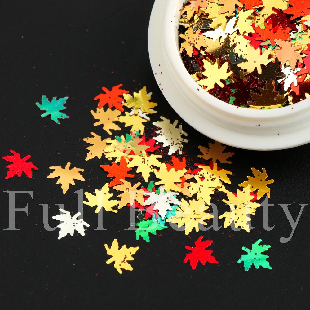 Nail Art Glitter Sequins Thanksgiving Price Autumn Maple Leaf Sequins Multi-color Mixed Nail Art Glitter Powder