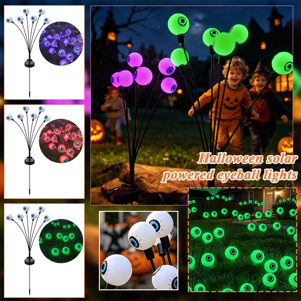 Outdoor Solar Powered Eyeball Garden Stake Lights with Multiple Moving Eye Balls for Halloween Yard Decoration Waterproof Ground Spike Lighting