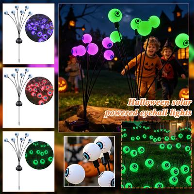 Outdoor Solar Powered Eyeball Garden Stake Lights with Multiple Moving Eye Balls for Halloween Yard Decoration Waterproof Ground Spike Lighting