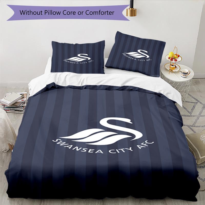Set Copripiumino con Stampa Swansea City A.F.C. – include 1 copripiumino e 2 federe coordinate Arredo camera da letto Regali di Natale