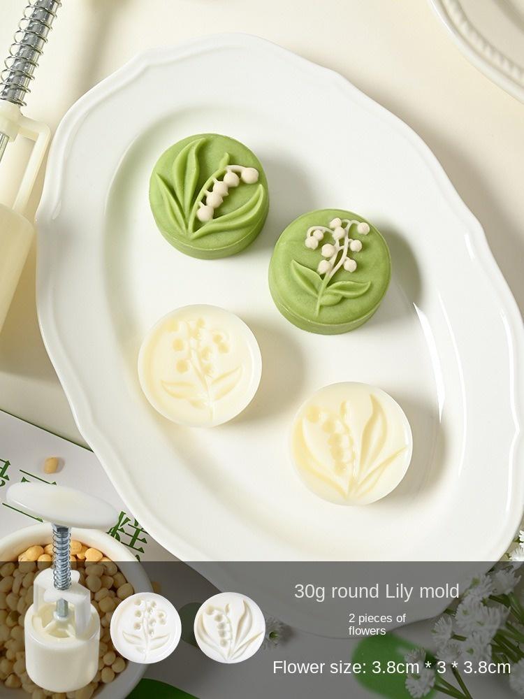 30g 50g Mung Bean Cake Mold Household Three-dimensional Pressed Embossed Snow Skin Mooncake Pastry Baking Abrasive Tool
