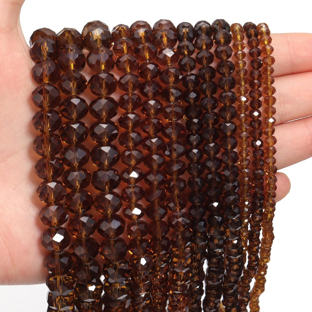 3 4 6 8 10mm Deep Brown Faceted Crystal Beads Glass Beads Loose Spacer Bead For Jewelry Making DIY Bracelet Necklace Accessories