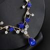Shiny Water Drop Bridal Jewelry Sets Rhinestone Choker Necklace Earring Set  Banquet