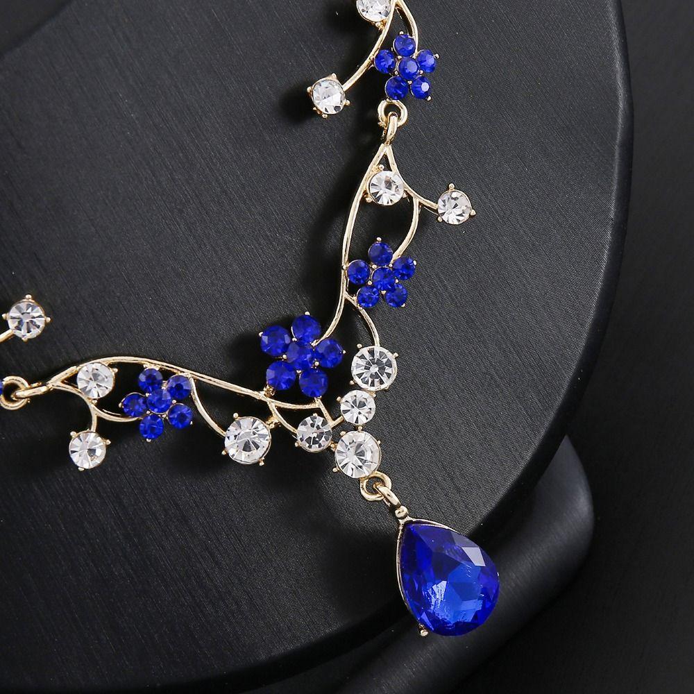 Shiny Exquisite Jewelry Sets Rhinestone Choker Necklace Earring Set  Wedding Engagement