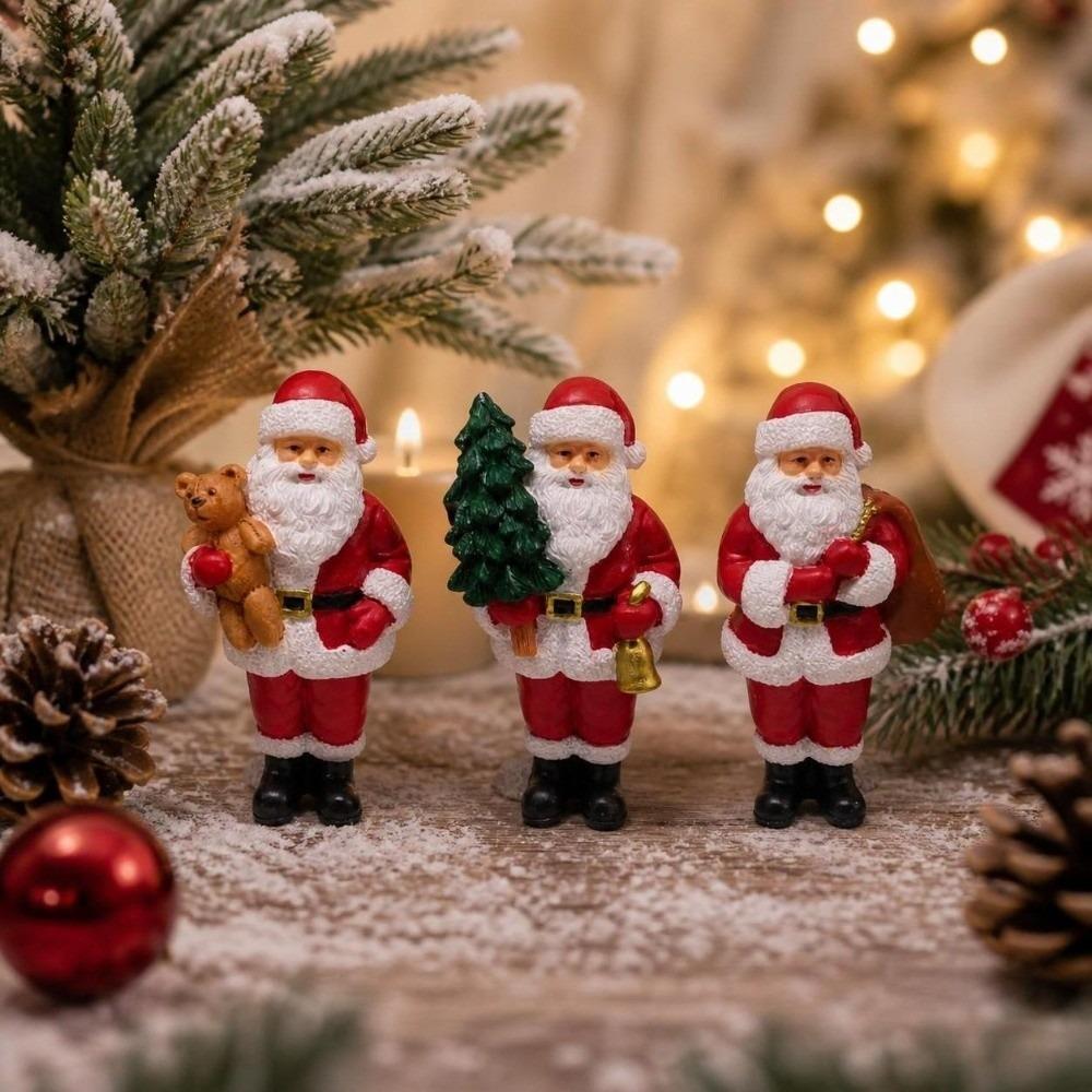 Mini Size Christmas Ornaments Micro Landscape Home Decor Santa Claus Figurine Cute Resin Craft Christmas Santa Tabletop
