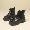 Medium heel heightening ins Martin boots women's versatile 2025 summer new British platform lace-up single boots show height short boots