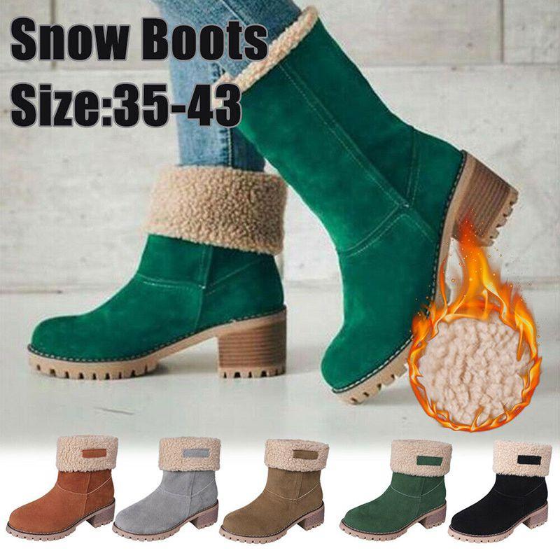 Stylish Women's Winter Solid Flat Buckle Short Snow Boots Fur Lined Ankle Shoes