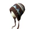 Fair Isle Style Contrast Color Strap Knitted Pullover Hat Women's Autumn and Winter Thickened Warmth and Coldproof Ear Protection Lei Feng Hat