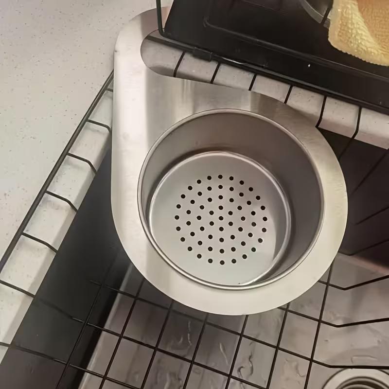 Stainless Steel Hanging Sink Drain Basket Kitchen Faucet Storage Rack Detachable Sink Strainer Basket for Food Waste Draining