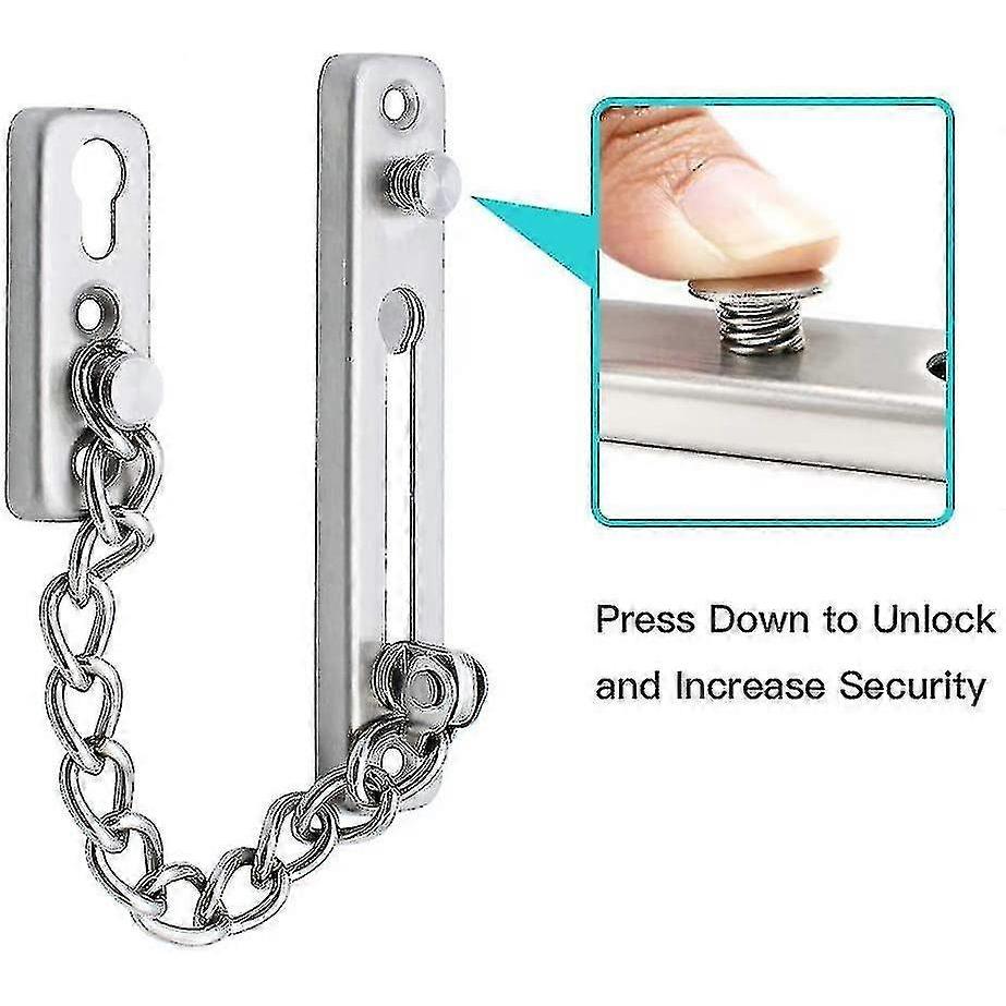 Stainless Steel Front Door Chain Heavy Duty Door Lock Sliding Chain, 2 Pack Lock Chain Door Chain Latch Extra Thick Door Chain Safe for Home Apartment