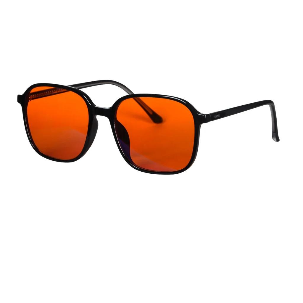 SHINU square shape blue light glasses yellow lens night vision red lens better sleep orange lens blue light glasses gaming