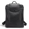 Zency 2025 Genuine Leather Black Backpack Multi-pocket Design Knapsack