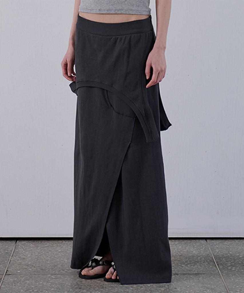 Odeseu Flip Maxi Jersey Skirt - Charcoal