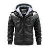 Men's PU Washed Leather Jacket Large Size Leather Jacket Hooded Fake Two-piece Jacket