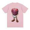 Summer Round Neck Funny Apple Pattern Top Fashionable Casual Pure Cotton Short Sleeved Men's and Women's Unisex T-shirts