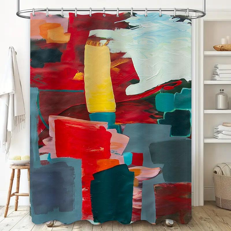 Kolorowy Wystrój Łazienki Zasłona Prysznicowa Abstrakcyjny Wzór Artystyczny do Dekoracji Domu
