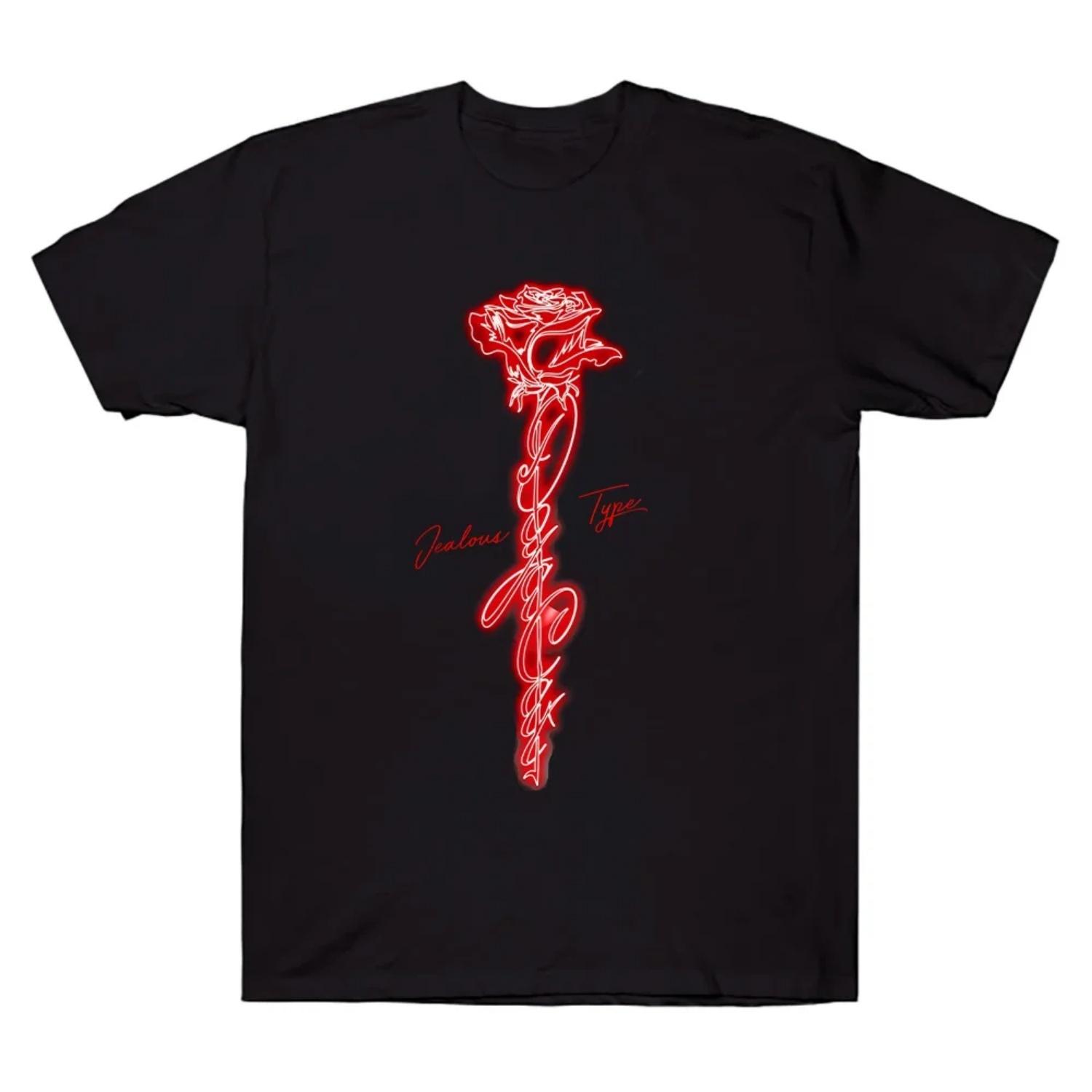 

Doja Cat Jealous Type Rose Rose Graphic T Shirts Unisex Summer Cotton Clothing Harajuku Aesthetic Short Sleeve Tee Y2K S чёрный
