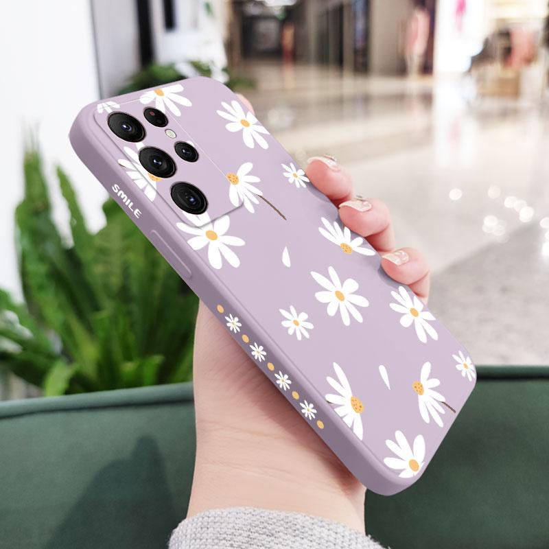 

Plain Daisies Phone Case For Samsung Galaxy S25 S24 S23 S22 S21 S20 Ultra Plus FE Note 20 ultra 10 9 Plus Cover Galaxy S22 светло-фиолетовый