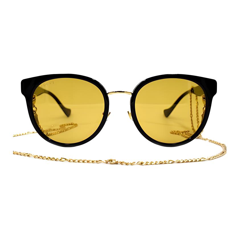 Gucci Logo Cut-out Holiday Travel Sunglasses Women's Black/Chain Terms