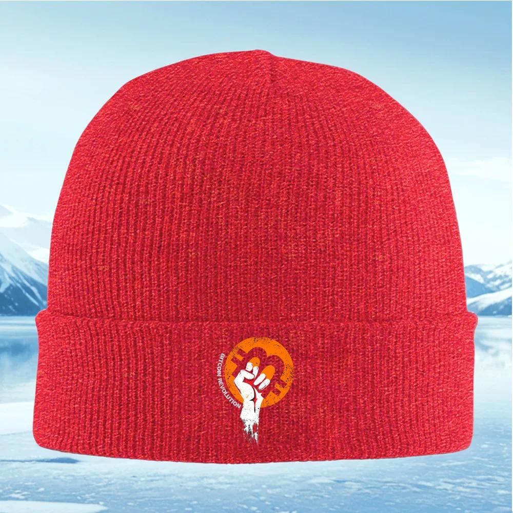 Fist Bitcoin symbolRevolution Unisex Women Unisex Knitted Hat Beanie Pullover Cap Winter Thermal Warm Christmas Outdoor Cycling Hi