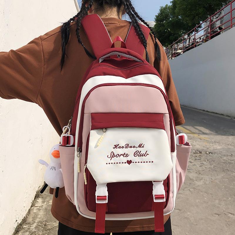 Kinder Grundschülerinnen Burgunderfarbener Rucksack Junior High School Schülerinnen Mittelschülerinnen College-Studentinnen Rucksack