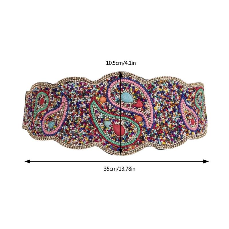 Elastic Corset Belt Cincher Belt Corset Belt Bohemian Underbust Corset Snap Waist Belt Female Girdle Beaded Waiststrap