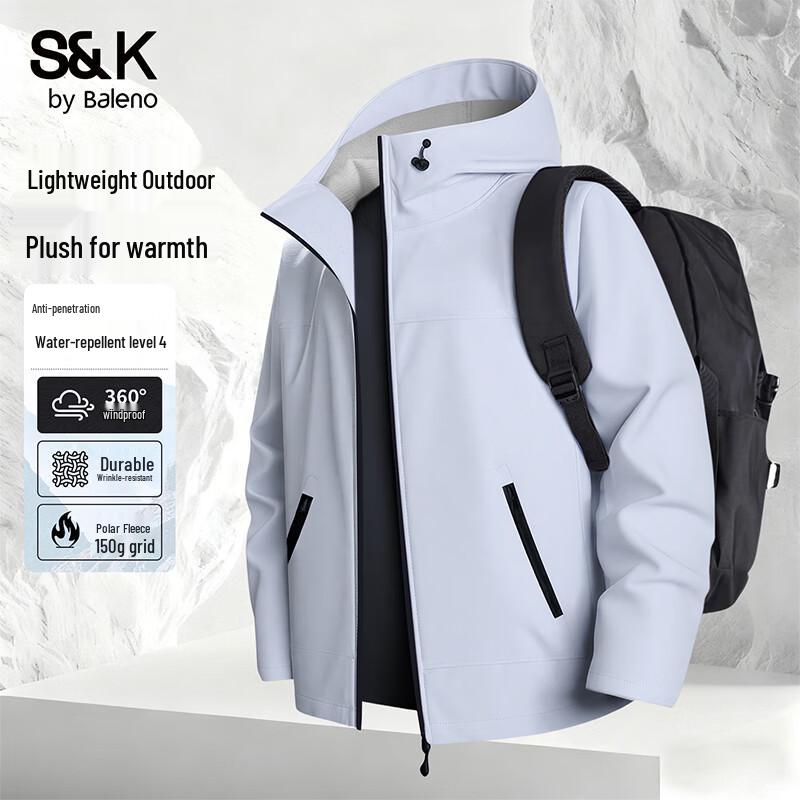Baleno S&K Series Men's Winter Fleece-Lined Outdoor Hooded Jacket