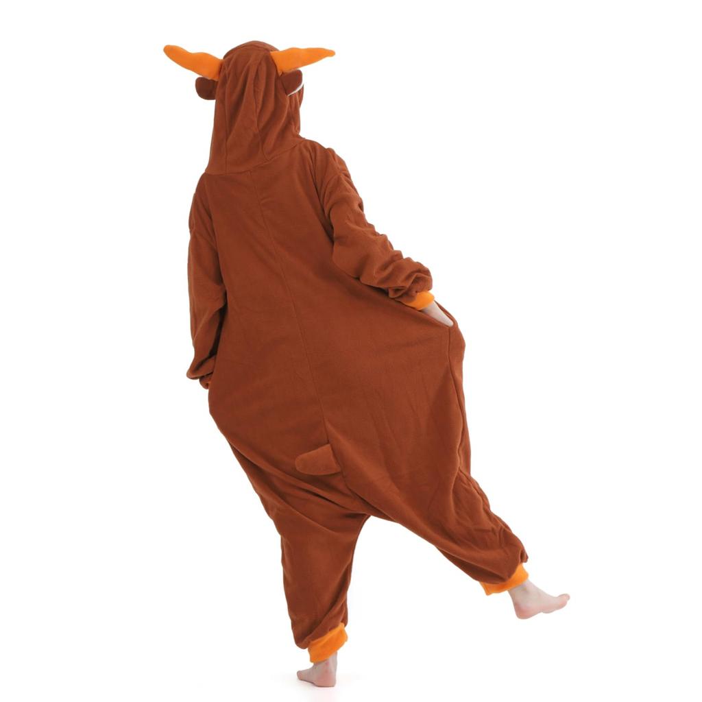 Kostium Cosplay Kigurumi Renifer Piżama Kostium Mikołaja na Boże Narodzenie Unisex Brązowy [iinoo] (Ciemny M)